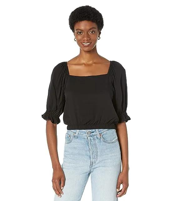Short Sleeve Square Neck Crop Top