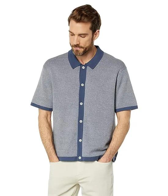 Short Sleeve Sweater Polo Button-Down