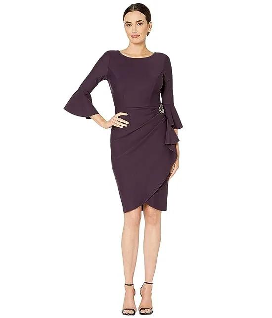 Short Slimming Dress with Bell Sleeves