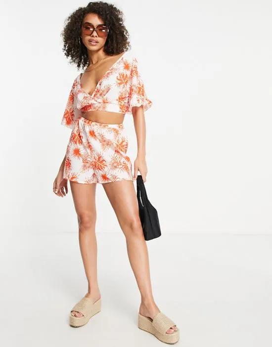 shorts in orange tropical floral - part of a set