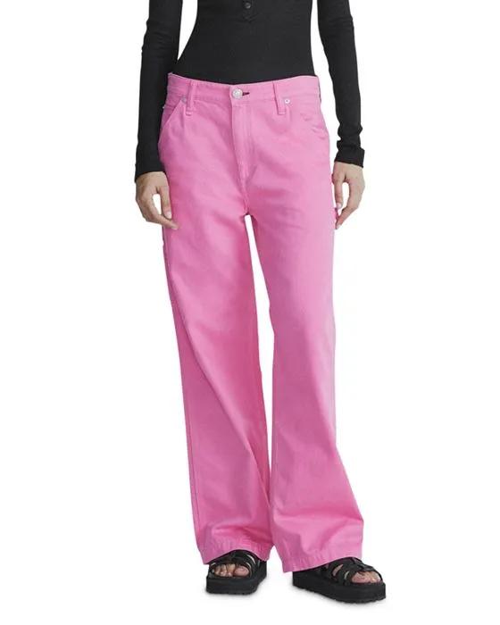 Sid Carpenter High Rise Wide Leg Jeans in Bright Pink