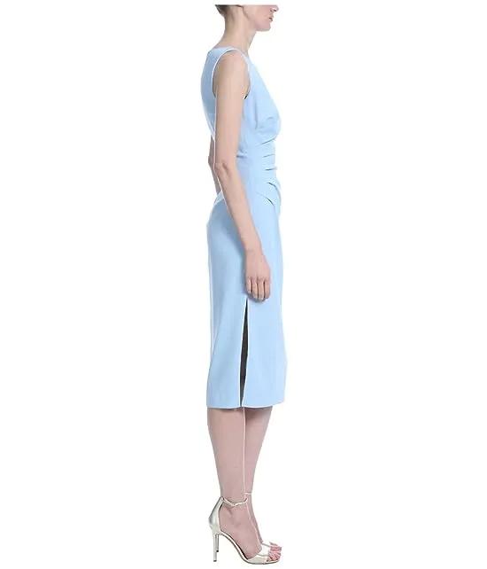 Side Ruched Fitted Crepe Dress