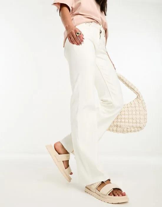 side split detail straight leg jean in ecru