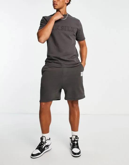 Siksilk oversized jersey shorts in washed black - part of a set