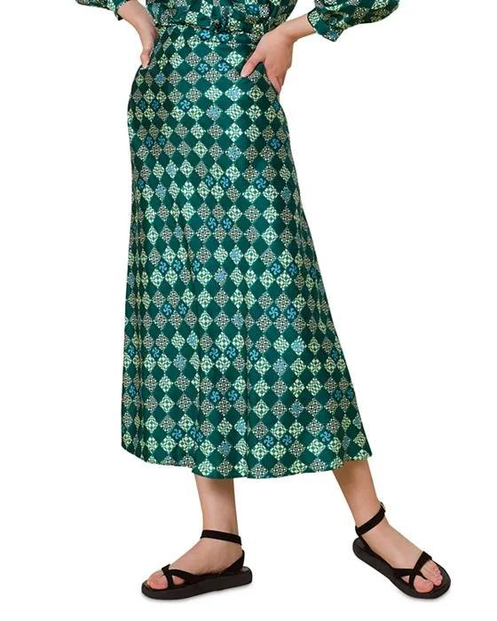 Silk Checkerboard Bias Skirt 