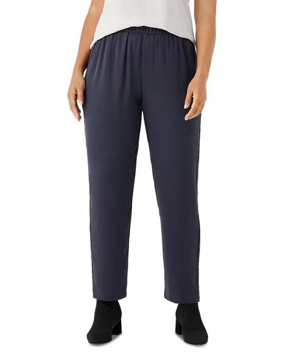  Silk High Waist Tapered Ankle Pants
