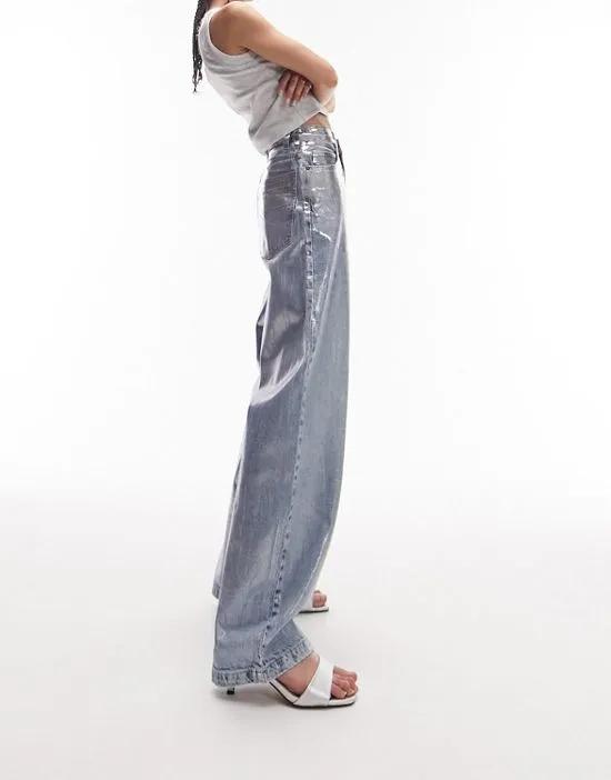 silver foil baggy jeans in bleach