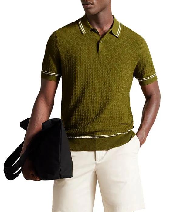 Maytain Cotton, Nylon, & Silk Textured Knit Regular Fit Polo Shirt 