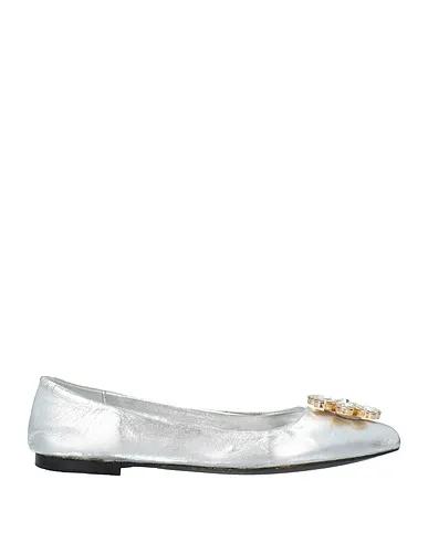 Silver Leather Ballet flats