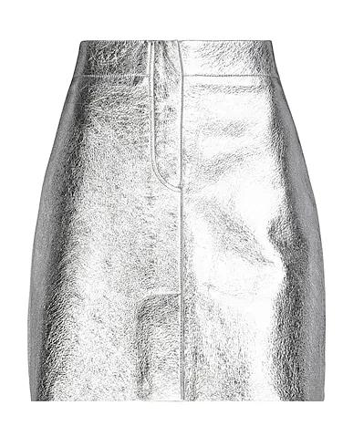 Silver Leather Midi skirt