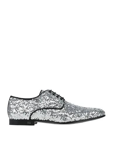 Silver Plain weave Laced shoes