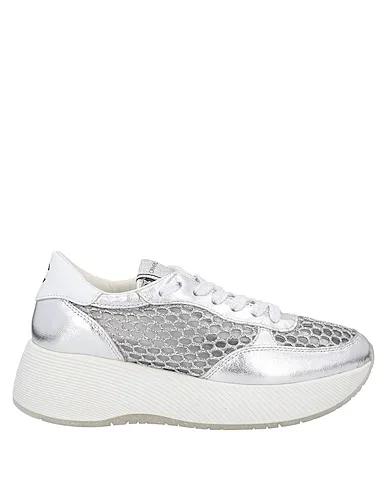 Silver Plain weave Sneakers