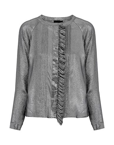 Silver Plain weave Solid color shirts & blouses