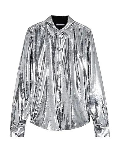 Silver Plain weave Solid color shirts & blouses