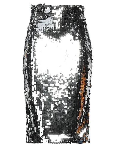 Silver Satin Midi skirt