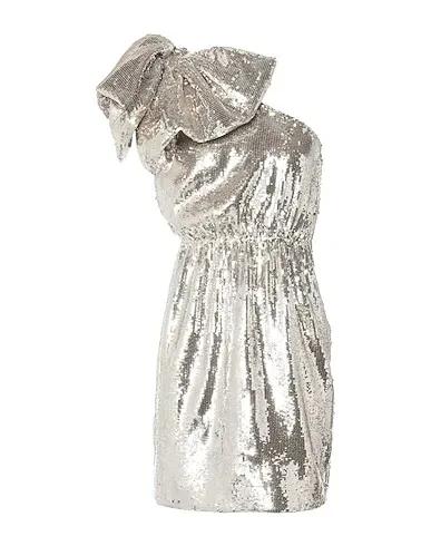 Silver Satin One-shoulder dress