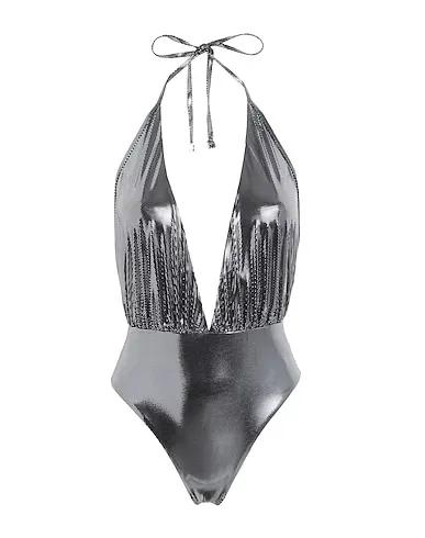 Silver Synthetic fabric One-piece swimsuits DRAPED SWIMSUIT