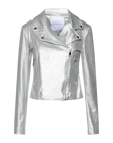 Silver Techno fabric Biker jacket