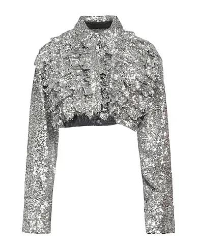 Silver Tulle Solid color shirts & blouses