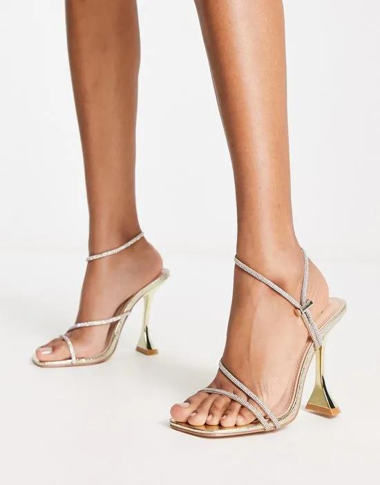 Simmi London Asmara embellished heeled sandals in gold