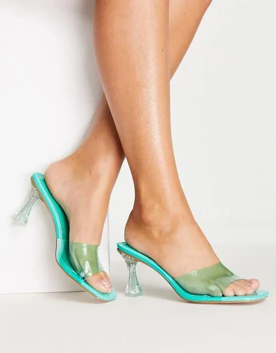 Simmi London mid heeled mule sandals in turquoise