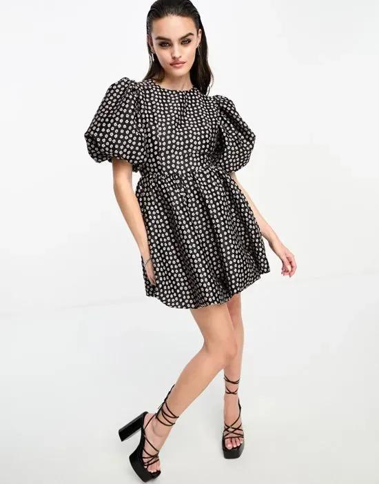 Sister Jane puff sleeve structured mini dress in ditsy floral