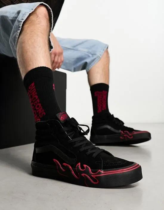 Sk8-Hi Flame sneakers in black with red flame