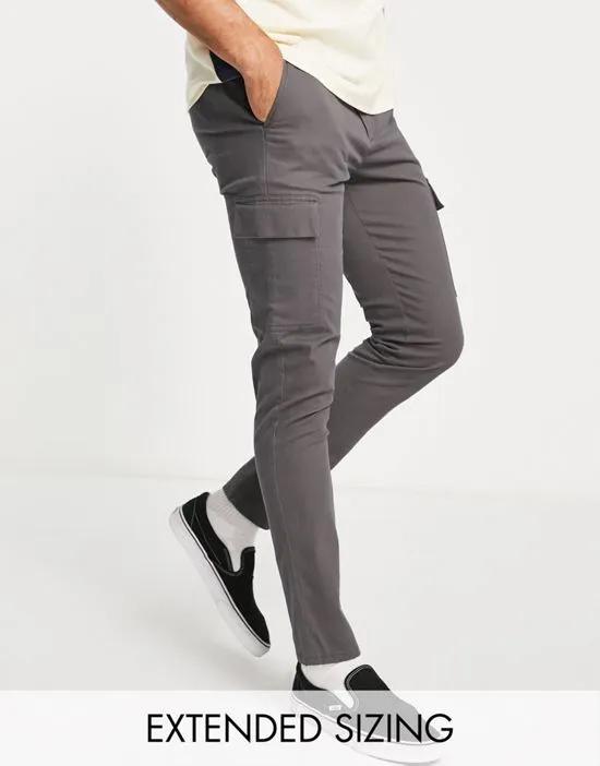 skinny cargo pants in gray