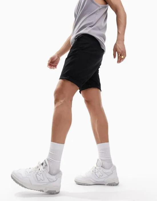skinny chino shorts in black