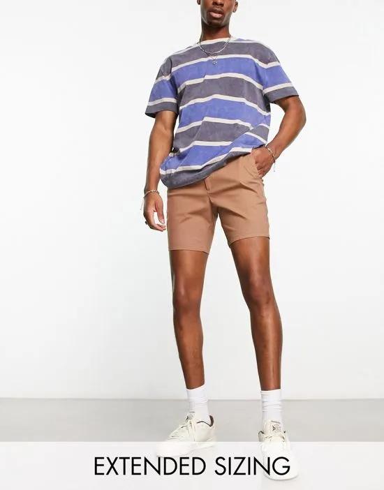skinny chino shorts in brown
