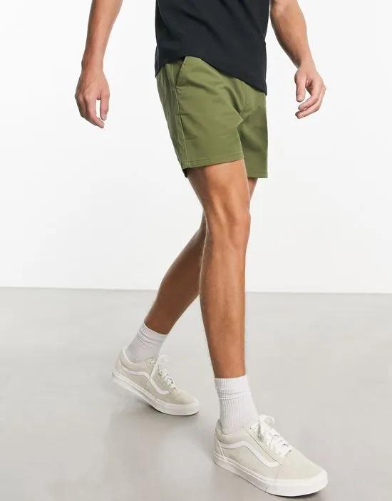 skinny chino shorts in shorter length in khaki