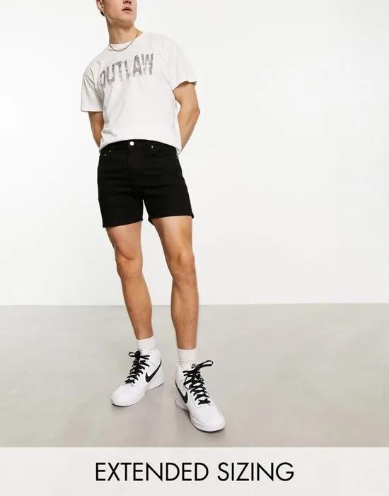 skinny denim shorts in black in shorter length