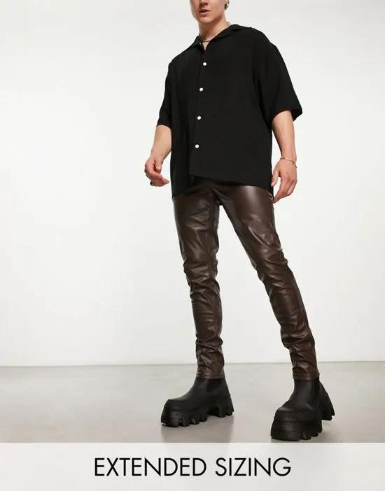 skinny fit jean in brown leather look