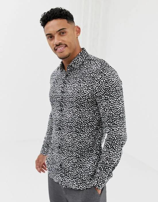 skinny fit shirt in leopard print black