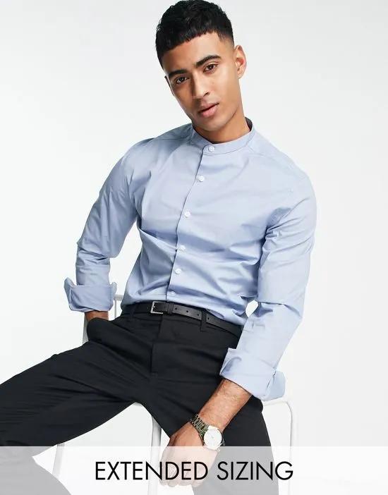 skinny fit shirt with grandad collar in light blue