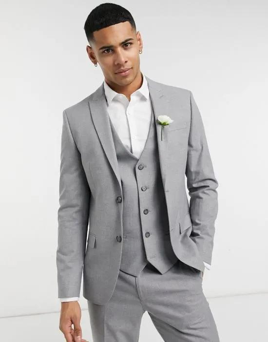 skinny fit suit jacket in gray