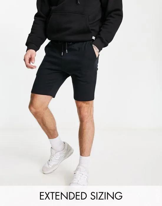 skinny jersey shorts in black