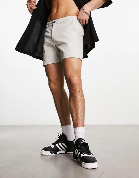 skinny shorts in shorter length in gray