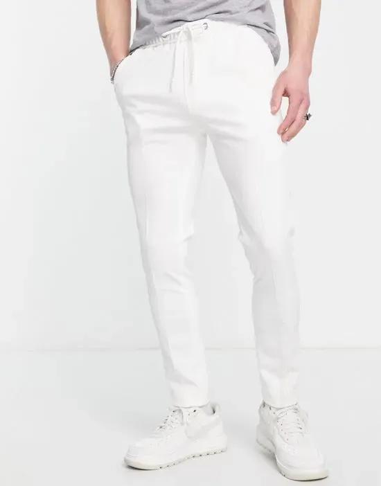 skinny smart sweatpants in white texture