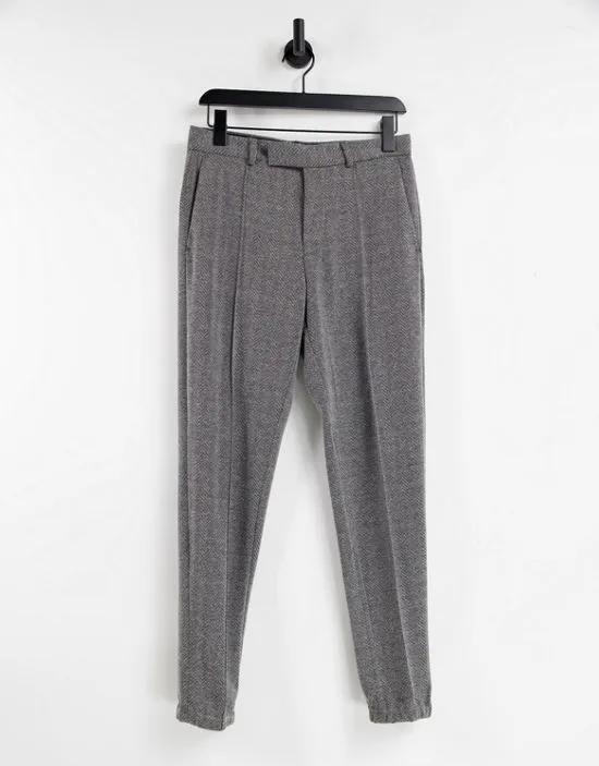 skinny soft tailored smart joggers in gray textured fabric