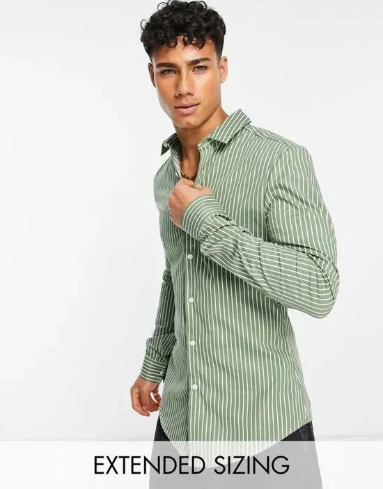 skinny stripe shirt in dark green