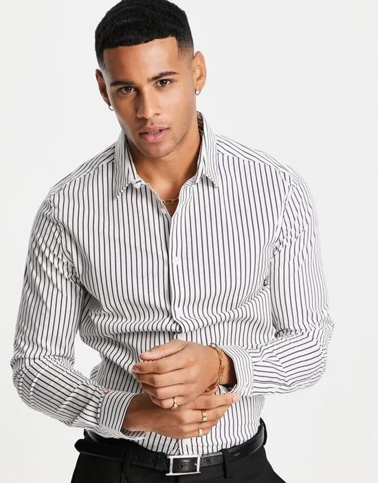 skinny stripe shirt in white & charcoal