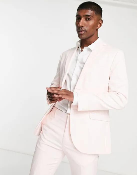skinny suit jacket in light pink
