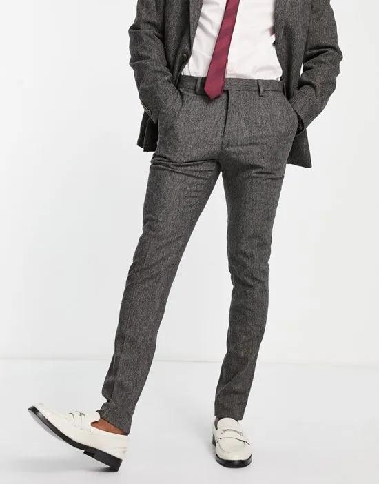 skinny suit pants in gray nep texture