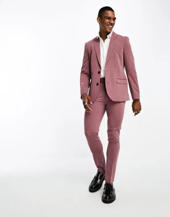 skinny suit pants in peached twill in burgundy