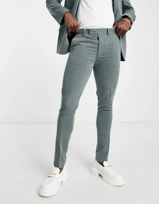 skinny suit pants in peached twill in dark green