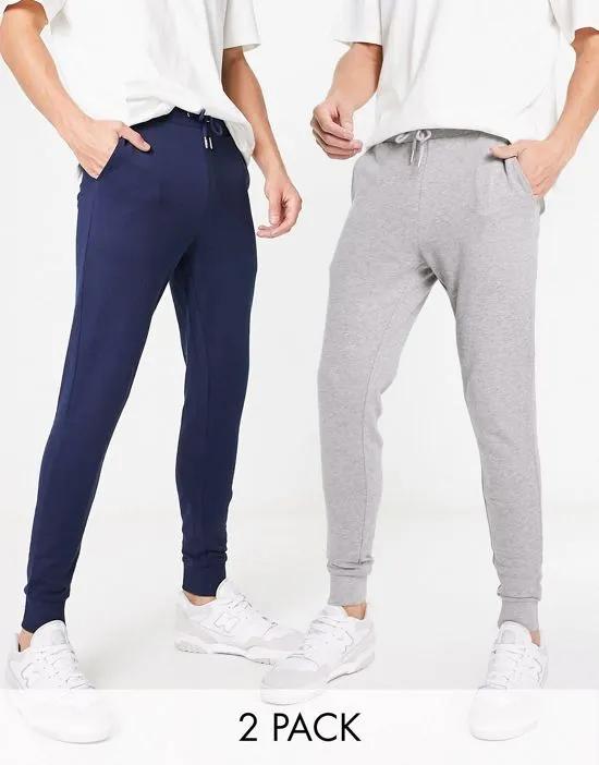 skinny sweatpants in gray heather/navy 2pack