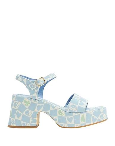 Sky blue Canvas Sandals PRINTED CANVAS PLATFORM SANDALS
