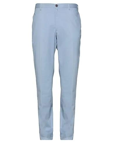 Sky blue Cotton twill Casual pants