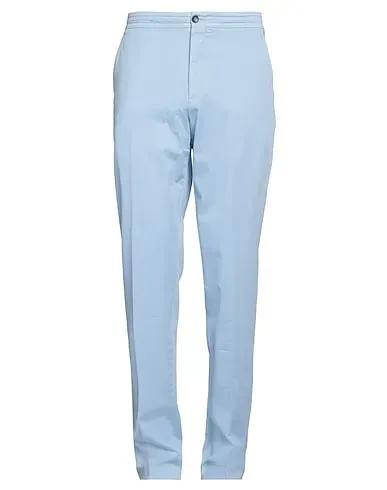 Sky blue Cotton twill Casual pants